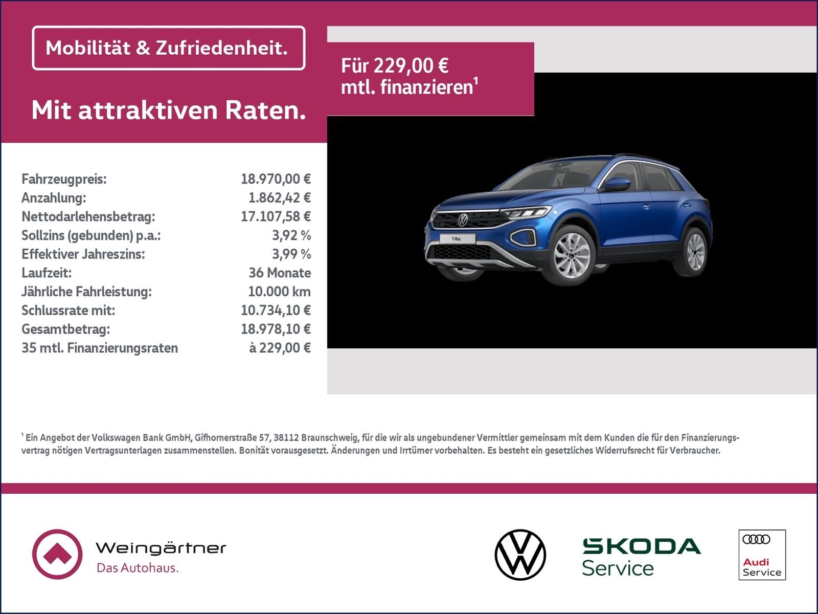 T-Roc 1.0 TSI Life, AHK, Navi, 17" Alu, Sitzhzg,