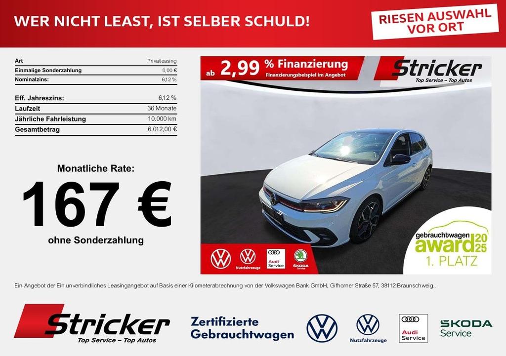 Volkswagen Polo GTI 20 TSI DSG 167ohne Anzahlung Kamera 2024
