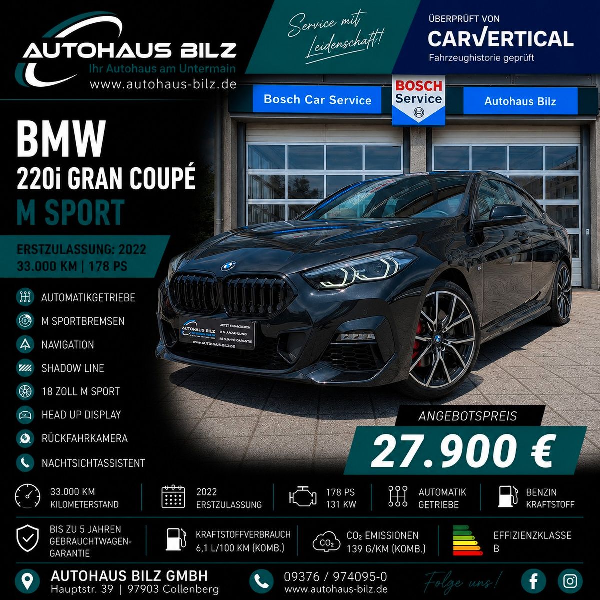 Gebrauchtwagen BMW 220 220 i Gran Coupé M Sport* Automatik*LED*18Zoll* in Collenberg