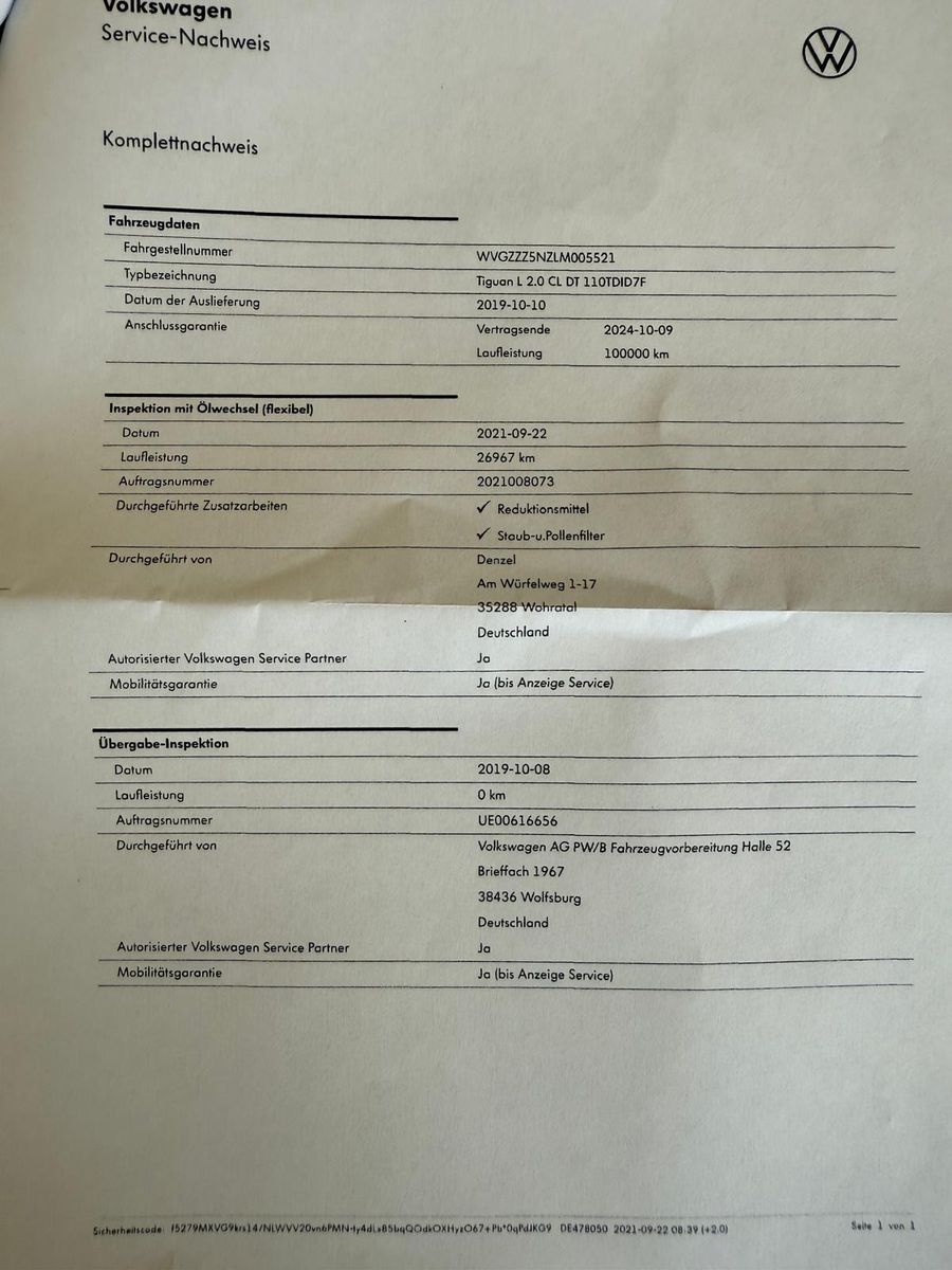 Fahrzeugabbildung Volkswagen Tiguan Allspace IQ.DRIVE/1. Hand / Navi /Digital