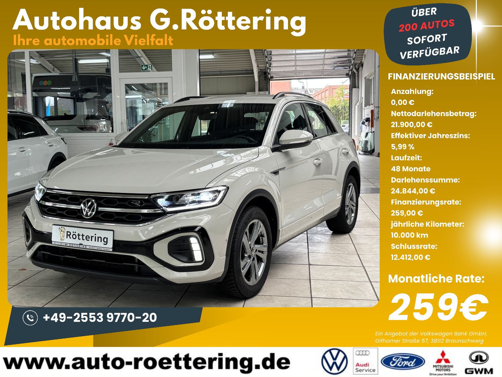 Fahrzeugabbildung Volkswagen T-Roc R-Line 1.5l TSI DSG + Kamera + AHK +