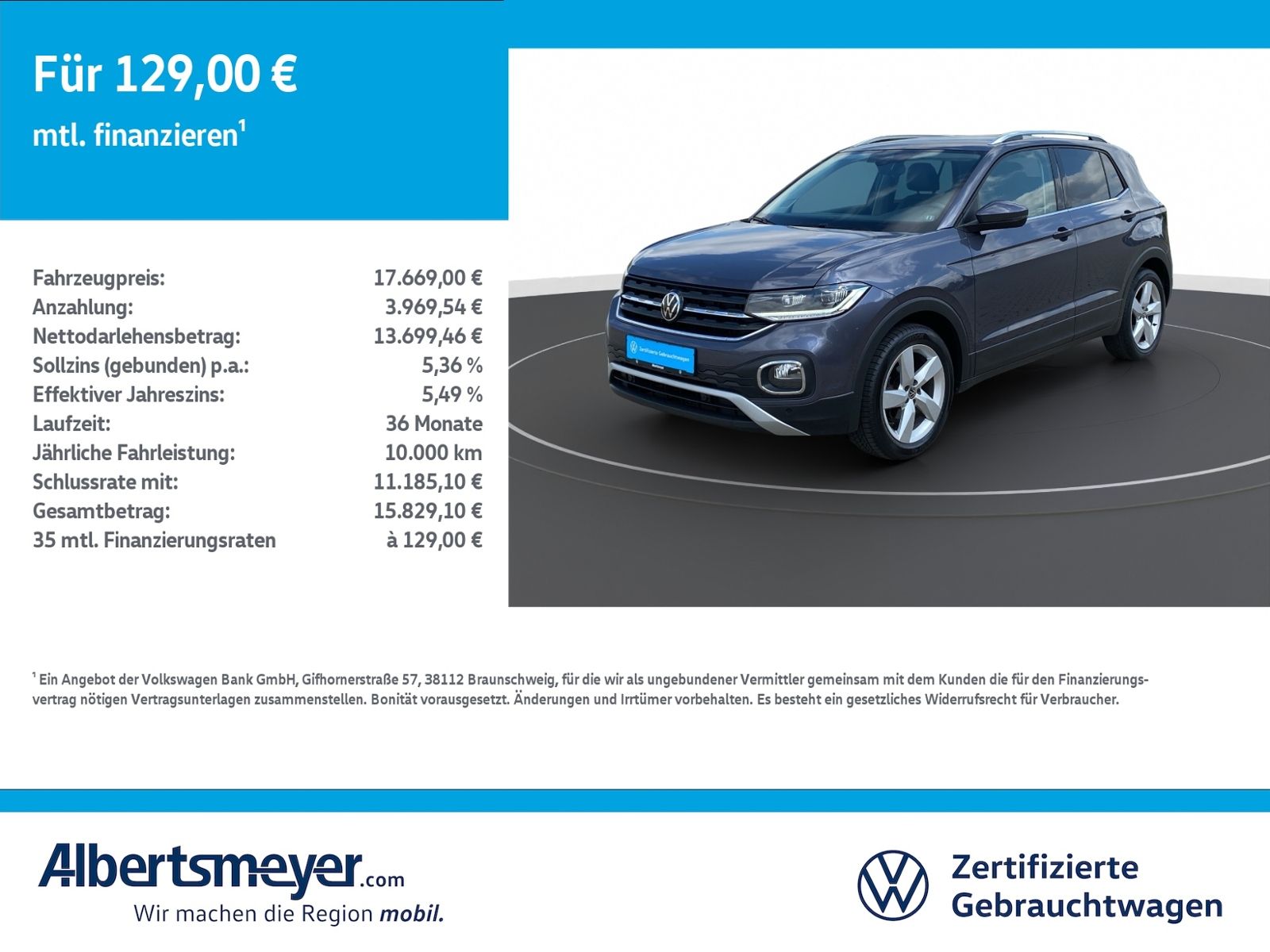 VW T-Cross 1.0 TSI Style +LED+NAVI+ACC+KLIMA