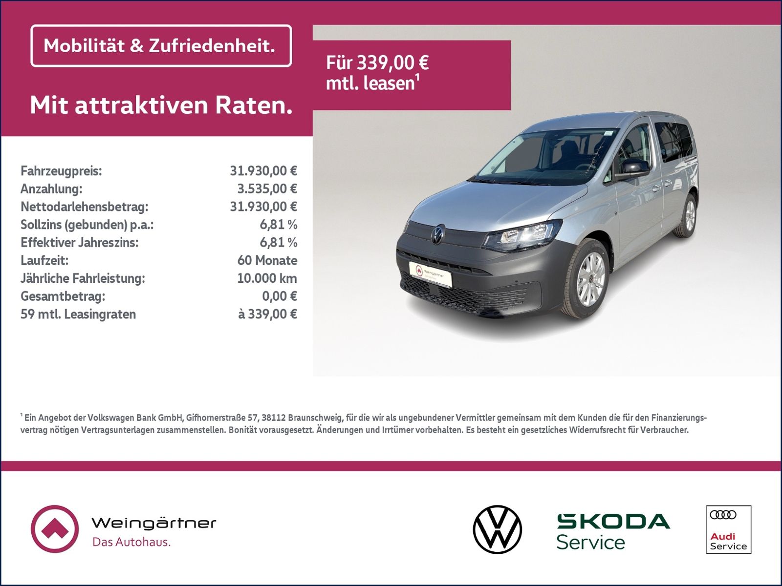 Caddy 2.0 TDI, Climatronic, AHK, Navi, Alu 16",