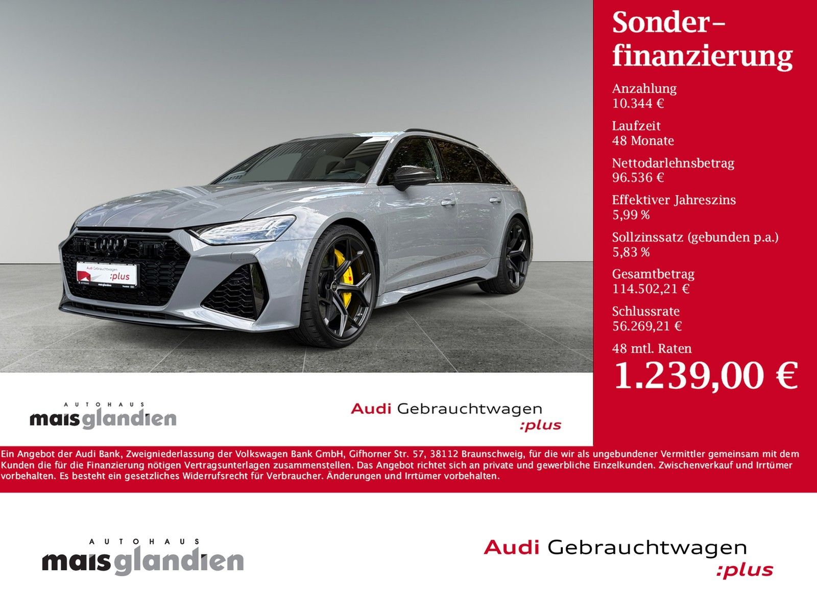 AUDI RS6 4.0 TFSI perf. AHK Keramik HUD B&amp;O+ VMAX