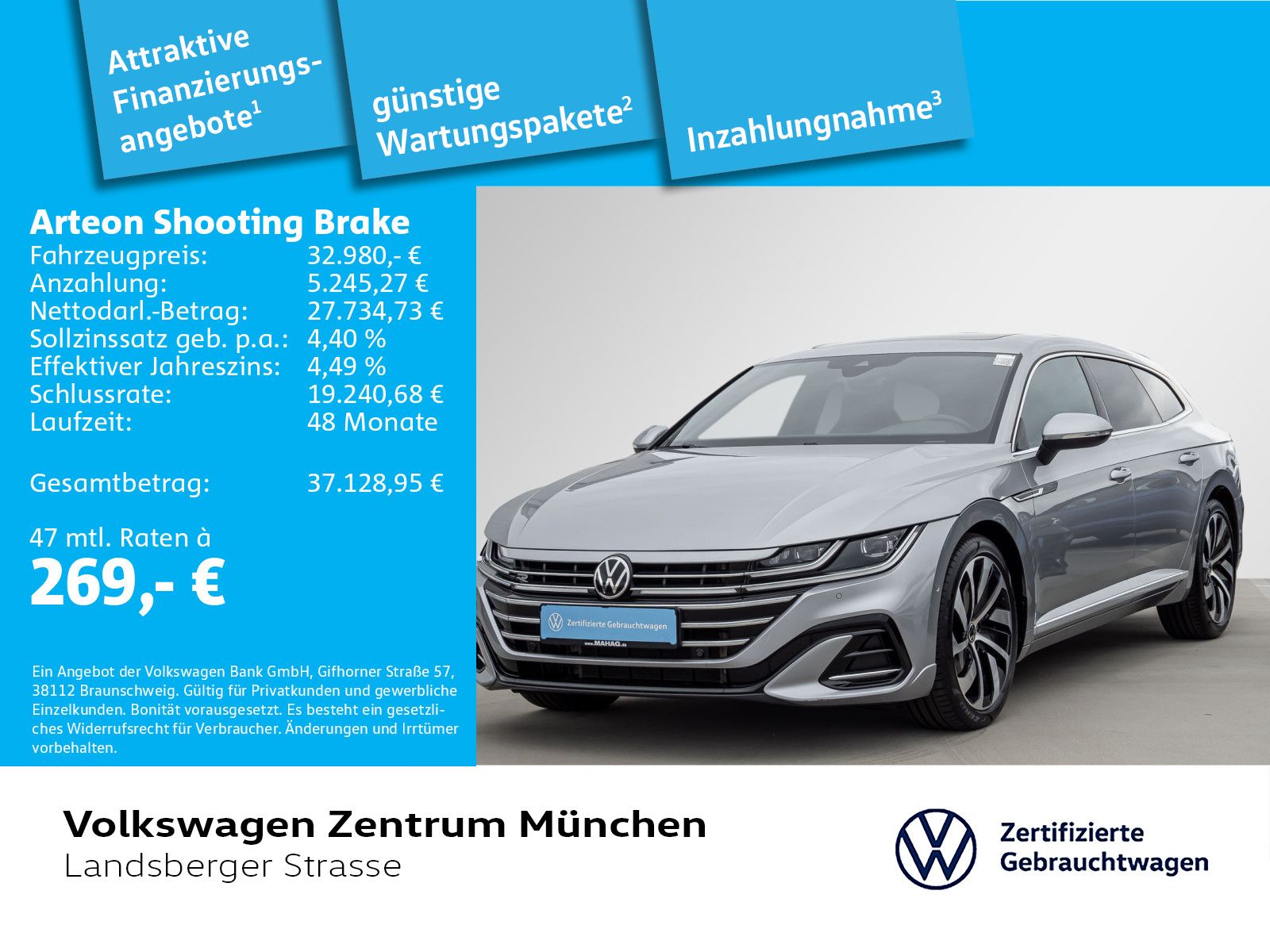 VW Arteon Shooting Brake R-Line 2.0 TSI AHK ACC IQ.