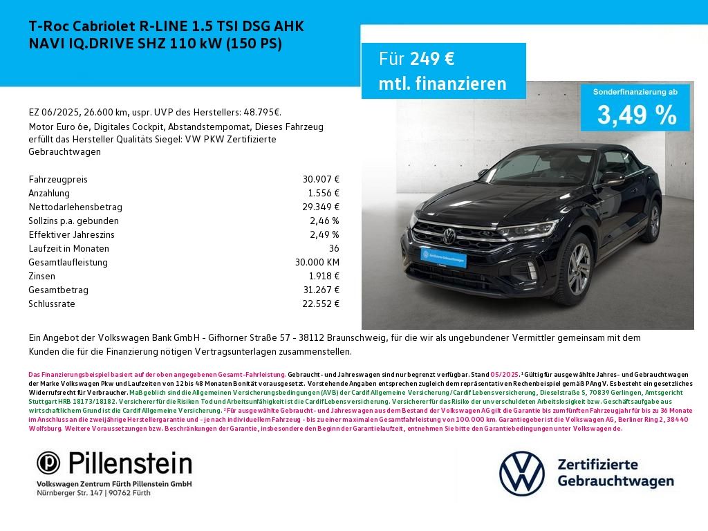 T-Roc Cabriolet R-LINE 1.5 TSI DSG AHK NAVI IQ.D