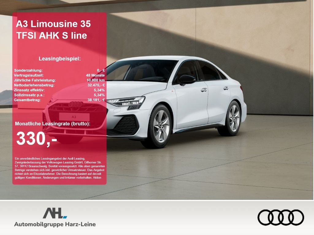 Abbildung Leasingangebot Audi A3 Limousine 35 TFSI AHK S line