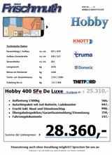 Hobby 400 SFe De Luxe Autarkievorbereitung - Hobby De luxe 400 sfe