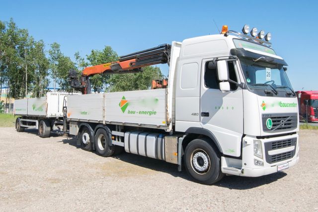 Volvo FM380 6x2 Palfinger Baustoffkran + Anhänger