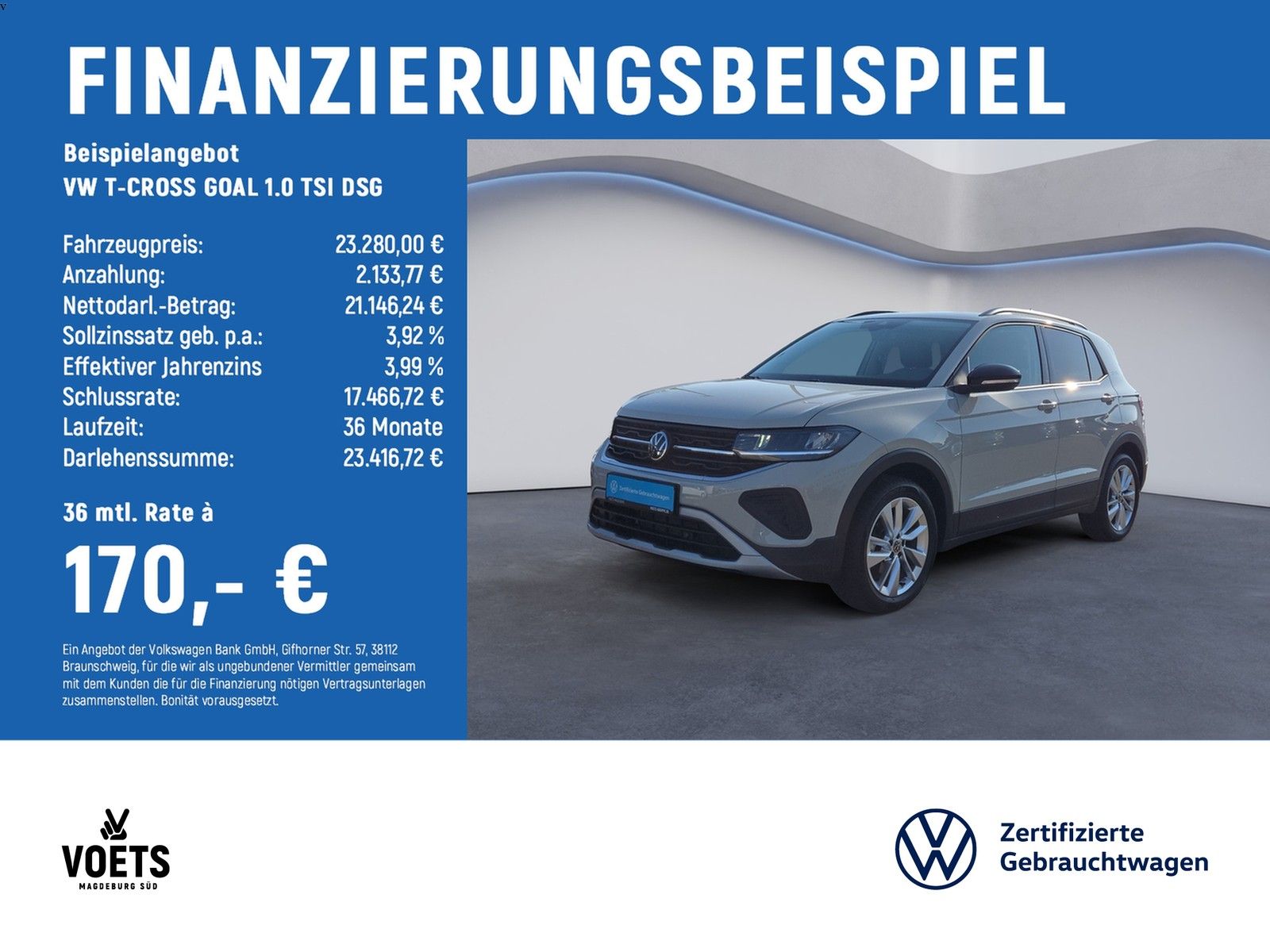 Volkswagen T-CROSS GOAL 1.0 TSI DSG LED+AHK+ACC+APPLE CARP