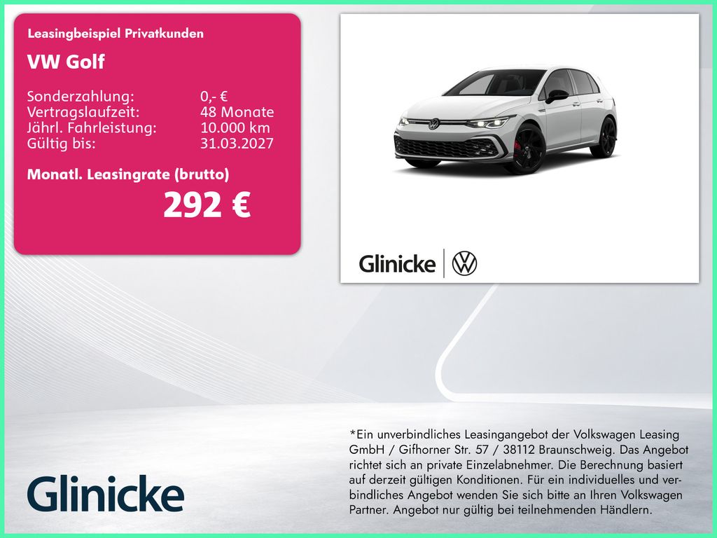 Abbildung Leasingangebot Volkswagen Golf VIII GTD 2.0 TDI "BlackStyle" AHK Matrix DS
