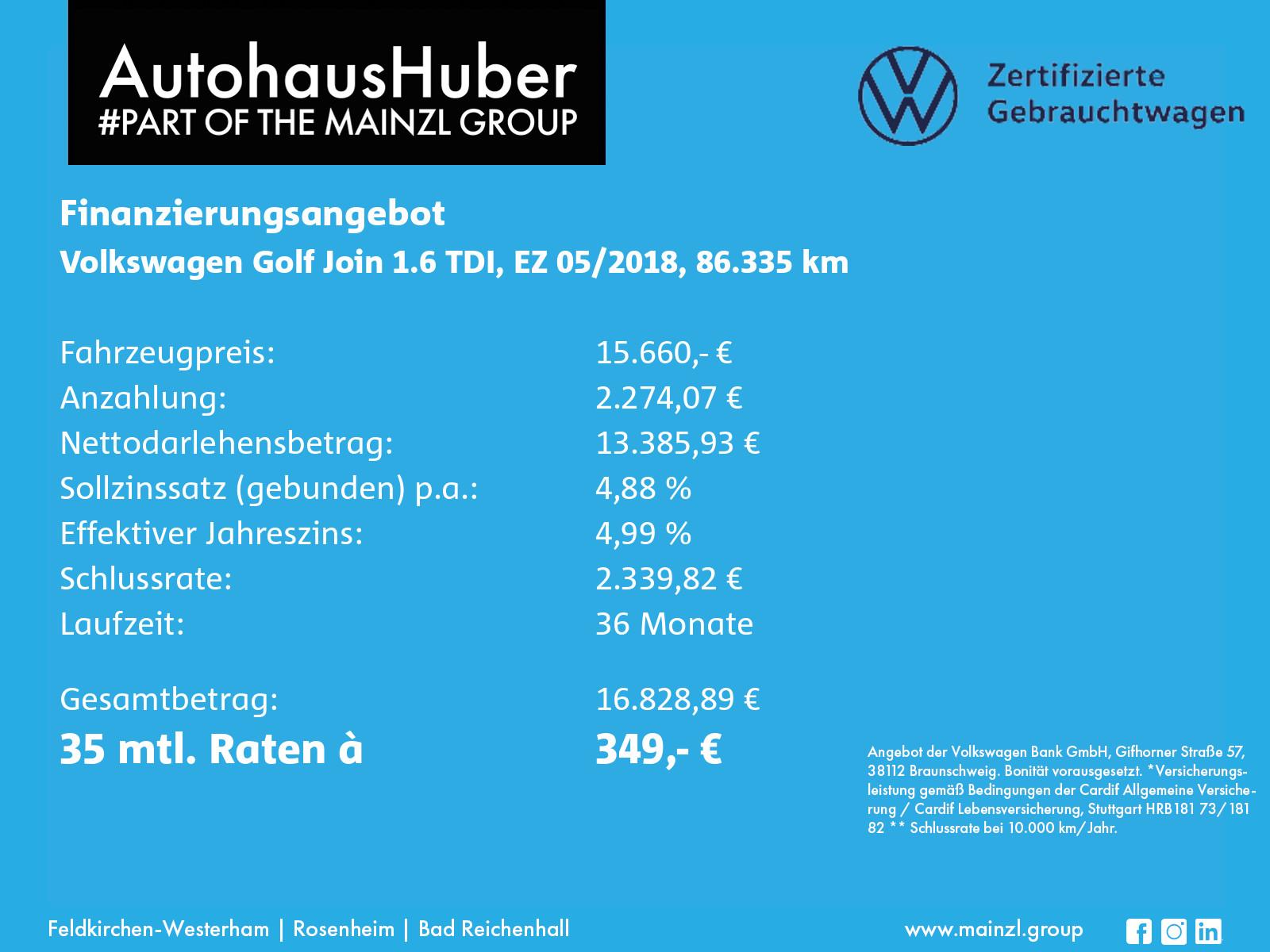 Volkswagen Golf 1.6 TDI JOIN AHK Navi ACC PDC