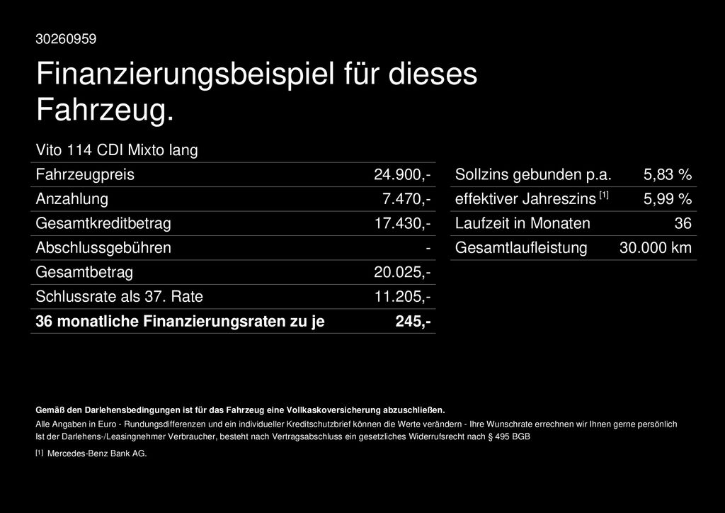 Fahrzeugabbildung Mercedes-Benz Vito 114 CDI Mixto lang Navi Klima Temp. 6 Sitze