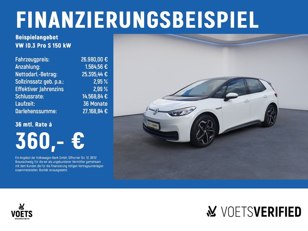 Abbildung Leasingangebot Volkswagen ID.3 Pro S 150 kW SHZ+RearView+PDC