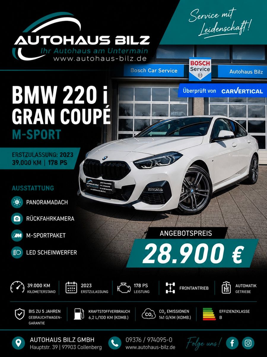 Gebrauchtwagen BMW 220 220 i Gran Coupé M-Sport*Pano*Kamera*LED* in Collenberg