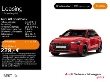 Audi Leasingangebot: Audi A3 Sportback 30 TFSI S-LINE*NAVI-PLUS*KAMERA*LED