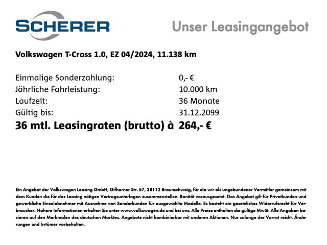 Volkswagen T-Cross 1.0  Life, Kamera, APP, Sitzh.