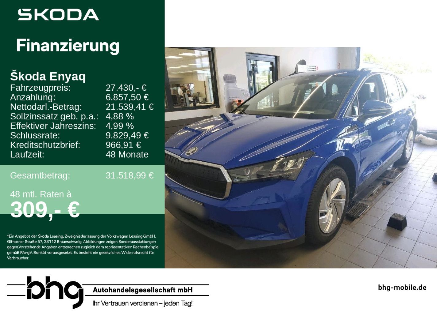 Skoda Enyaq 2023, Automāts, SUV/Apvidus, Zils — Latvijā