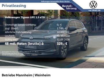 Volkswagen Leasingangebot: Volkswagen Tiguan Life 1.5 eTSI DSG Klima ALU ACC LED DAB