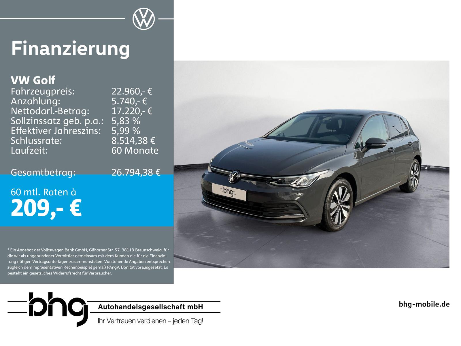 Volkswagen Golf Life 1,0 l eTSI OPF  DSG