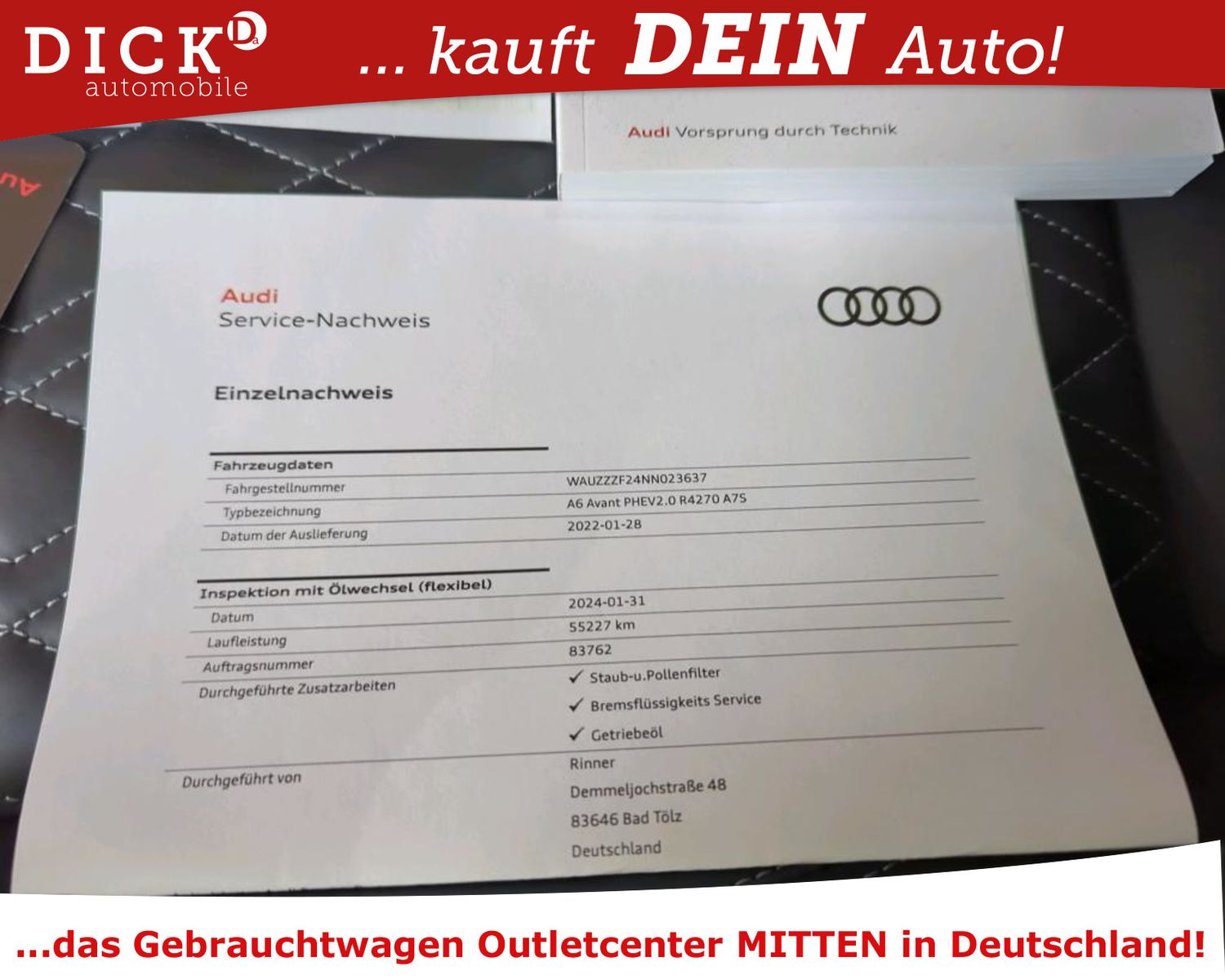 Fahrzeugabbildung Audi A6 Av 55 TFSIe Quatt LED+/ACC/B&O/SHZ/360°/8Fa