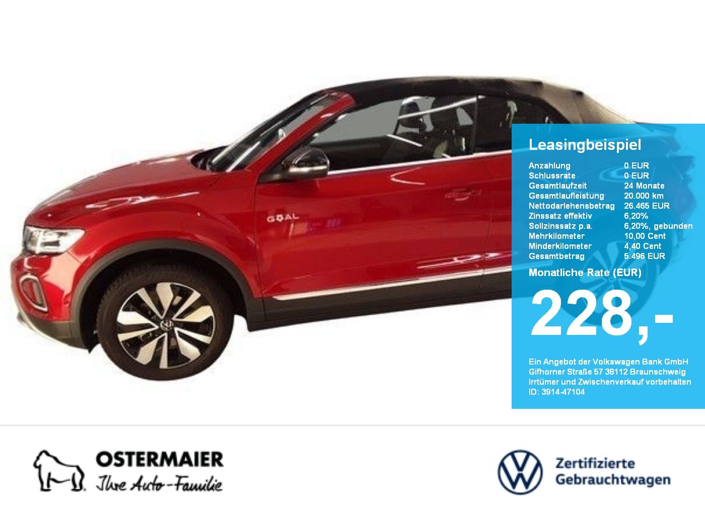 Volkswagen T-Roc Cabriolet STYLE GOAL 1.0TSI 116PS NAVI.STD