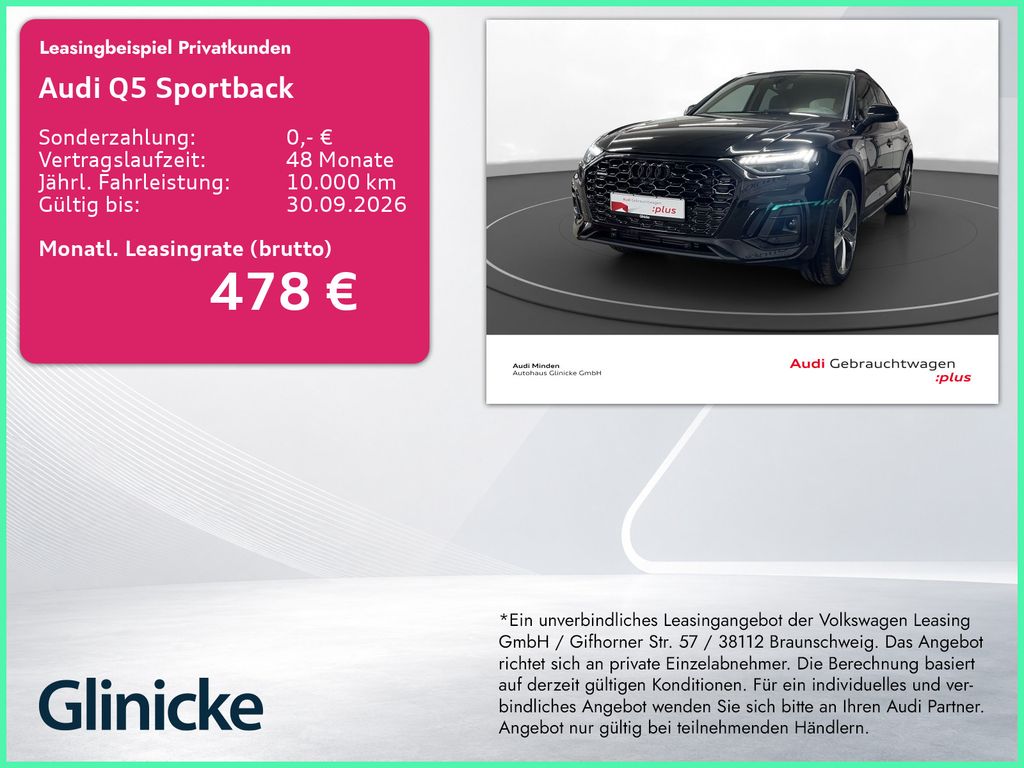 Abbildung Leasingangebot Audi Q5 Sportback 55 TFSIe qu. S line AHK Matrix LM 2