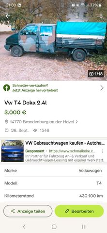 Volkswagen T4 doka pritsche