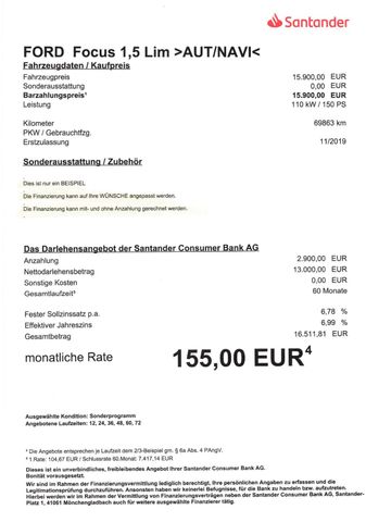 Fahrzeugabbildung Ford Focus 1,5 EcoBoost Lim >AUT/NAVI/Sitzheiz/PDC<