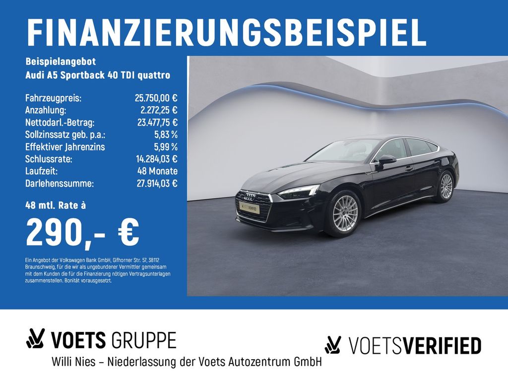 Abbildung Leasingangebot Audi A5 Sportback 40 TDI quattro MATRIX-LED+STANDHZ