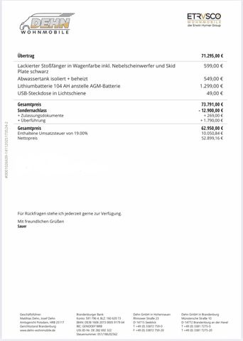 Etrusco CV640 PB 12.900,00 € Sondernachlass!