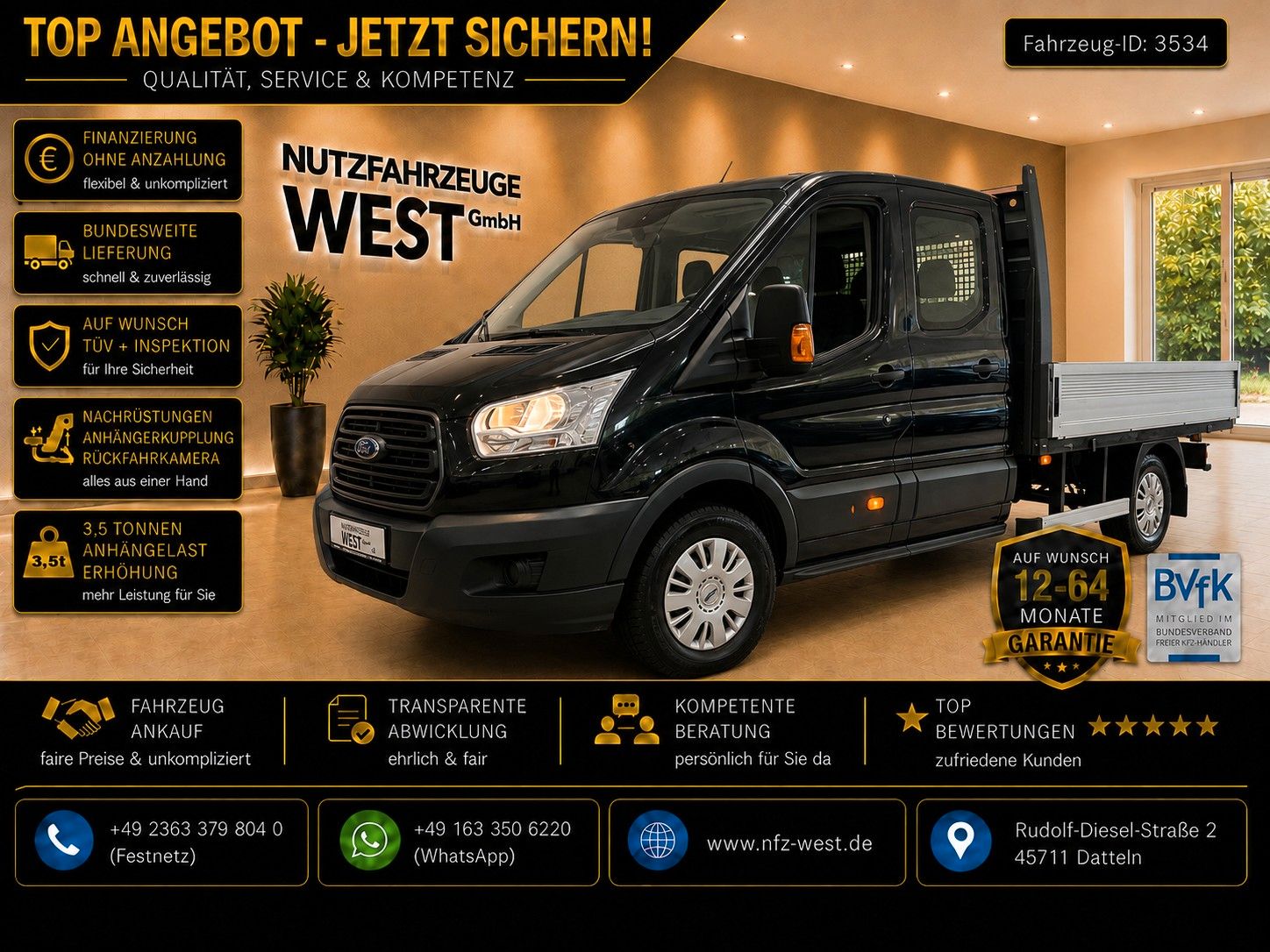 Ford Transit Maxi DoKa Pritsche L3
