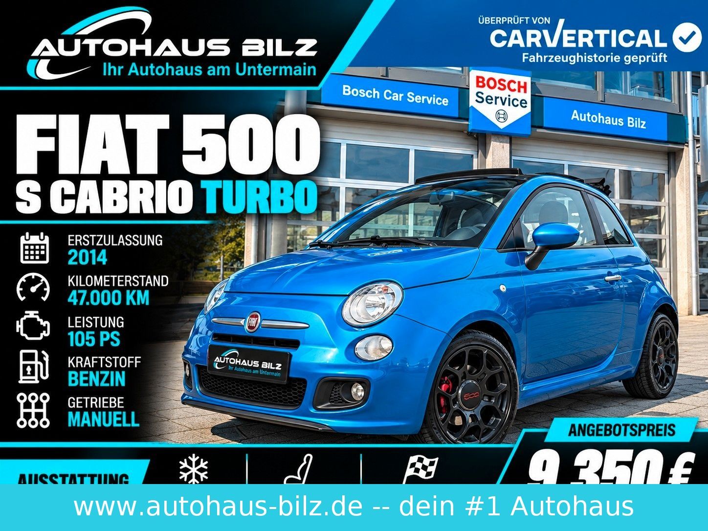 Gebrauchtwagen Fiat 500C 500C S Cabrio Sport Turbo *Klima*Dolce Vita in Würzburg