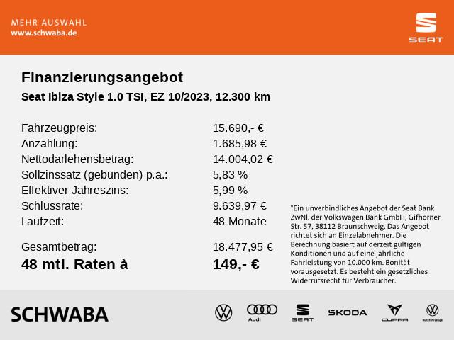 Seat Ibiza Style 1.0 TSI *LED*APP*GRA*15"*