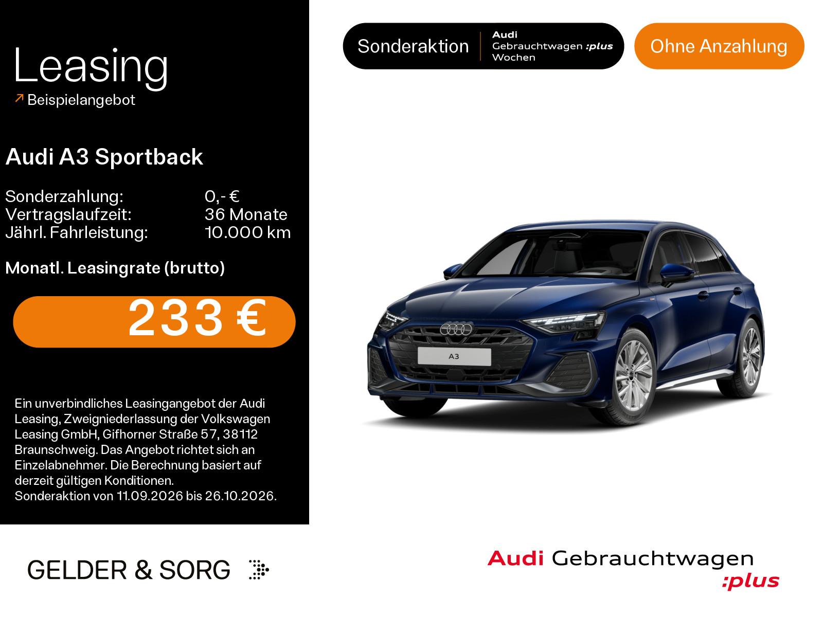 Audi A3 Sportback S line TFSI 110 kW LED*SONOS*HuD*