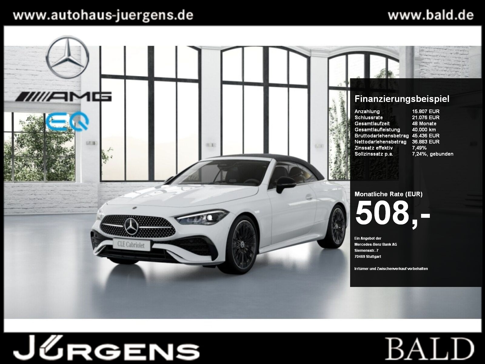 MERCEDES-BENZ CLE 220 d Cabrio AMG-Sport/Night/Memo/Totw/20'