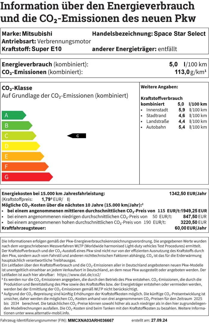 Fahrzeugabbildung Mitsubishi Space Star Select