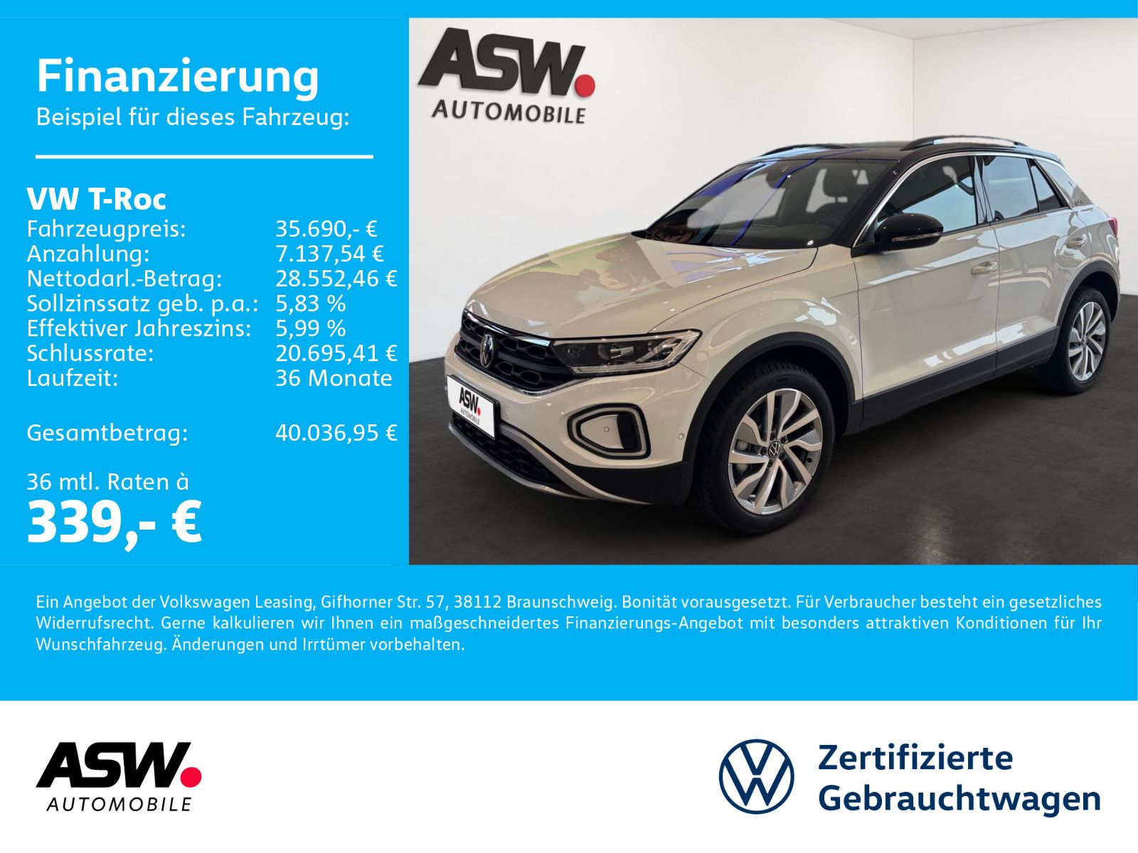 Volkswagen T-Roc GOAL 2.0 TDI DSG LED AHK Fahrschulwagen foto 1