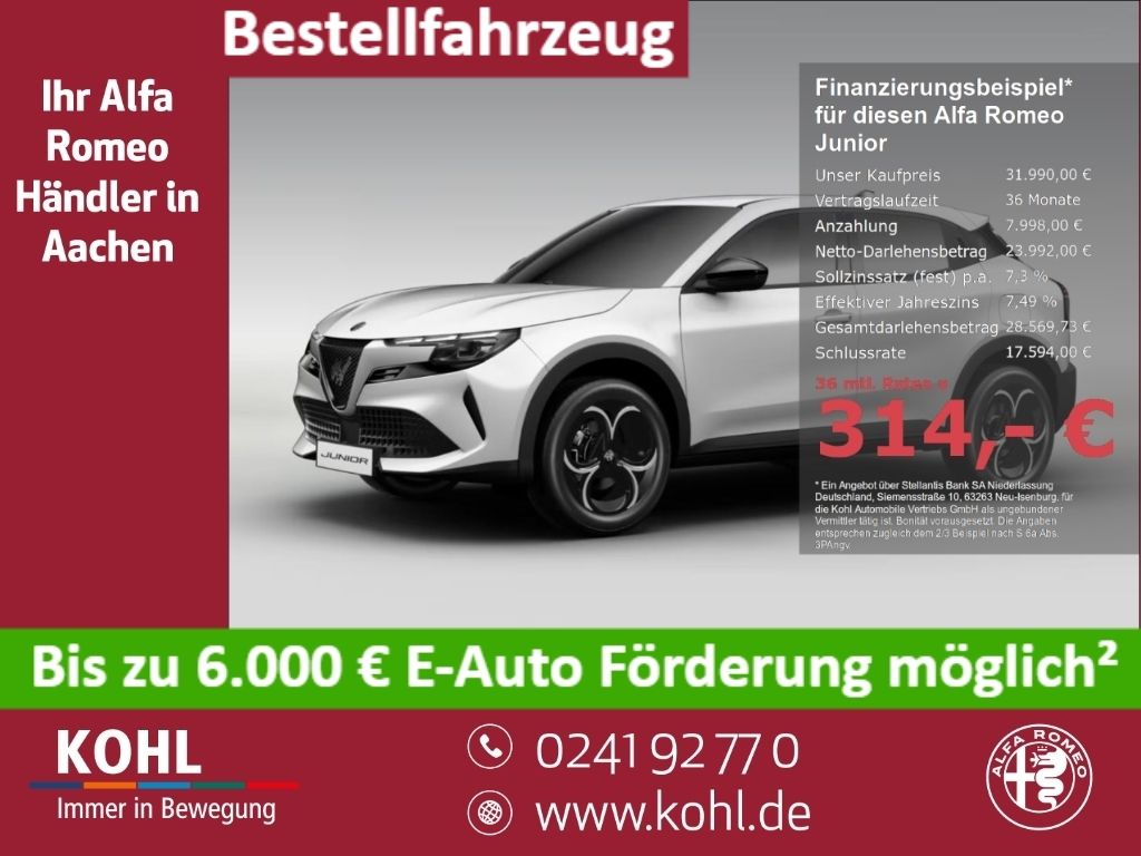 Alfa Romeo Junior Elettrica 156PS 54kWh BESTELLFZG 14W-Lfz.