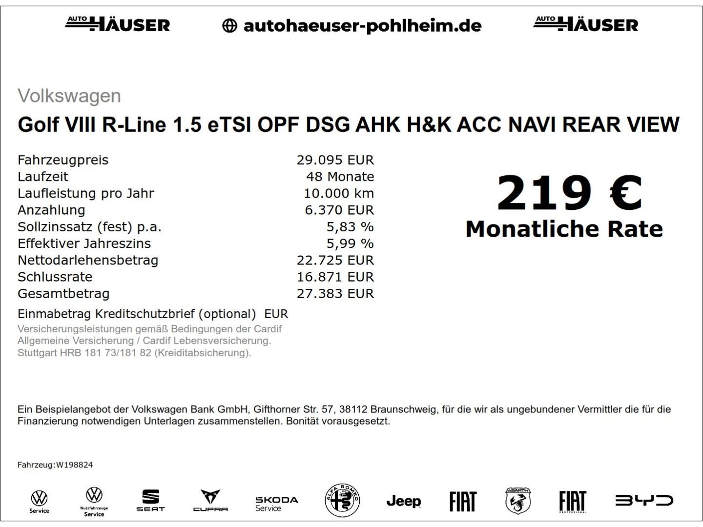 Volkswagen Golf VIII R-Line 1.5 eTSI OPF DSG AHK H&K ACC NA imagem 2