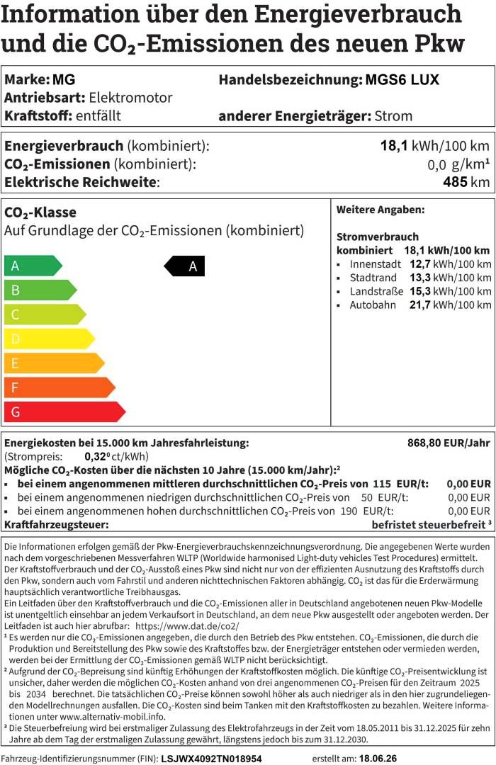 Fahrzeugabbildung MG MGS6 EV LUXURY AWD