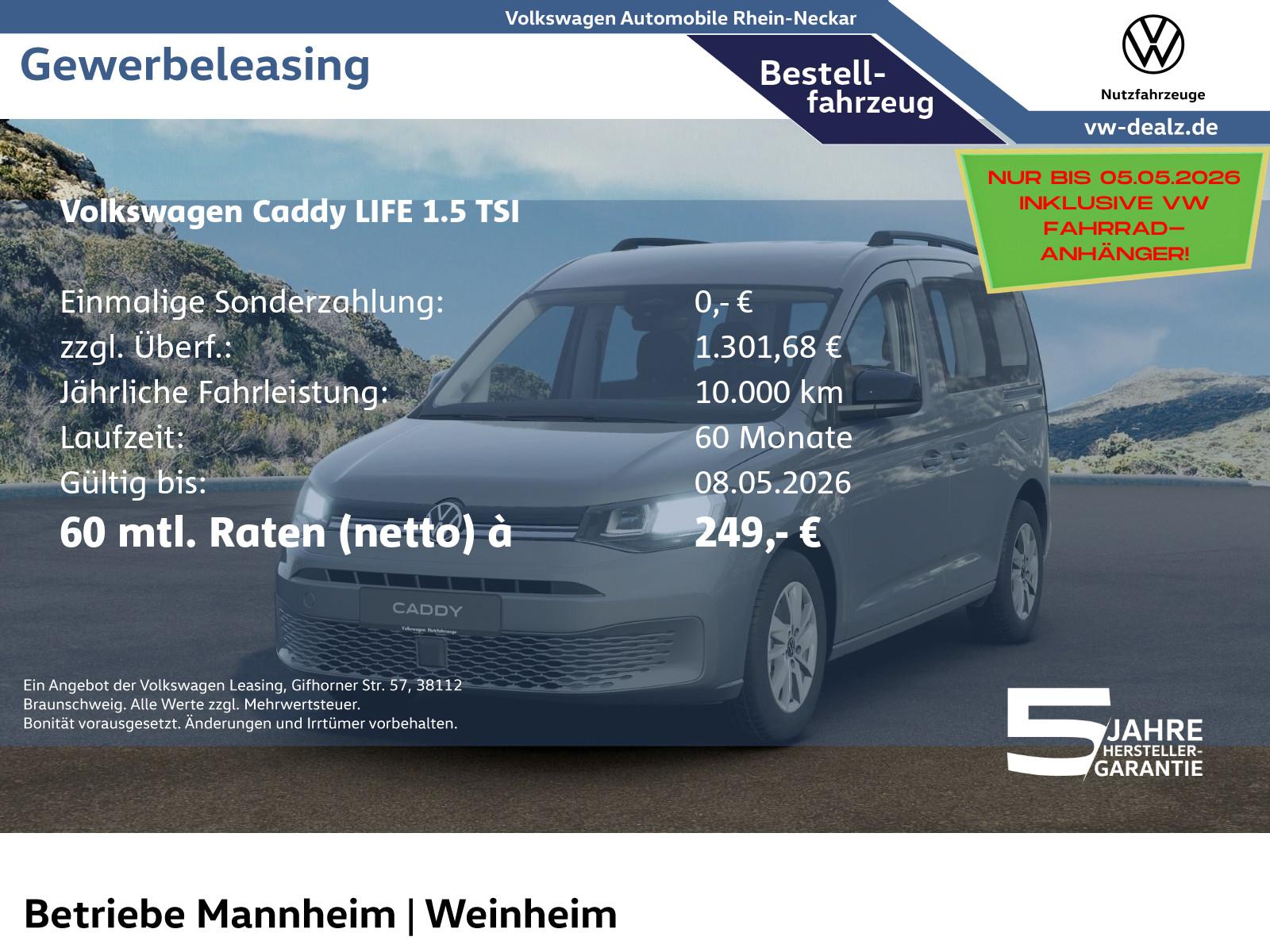 Volkswagen Caddy Life 1.5 TSI Klima DAB Bluetooth ALU ZV