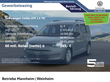 Volkswagen Leasingangebot: Volkswagen Caddy Life 1.5 TSI Klima DAB Bluetooth ALU ZV