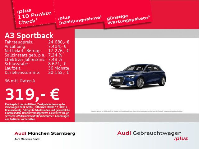 Audi A3 Sportback Advanced 30 TFSI S tronic LED Navi+