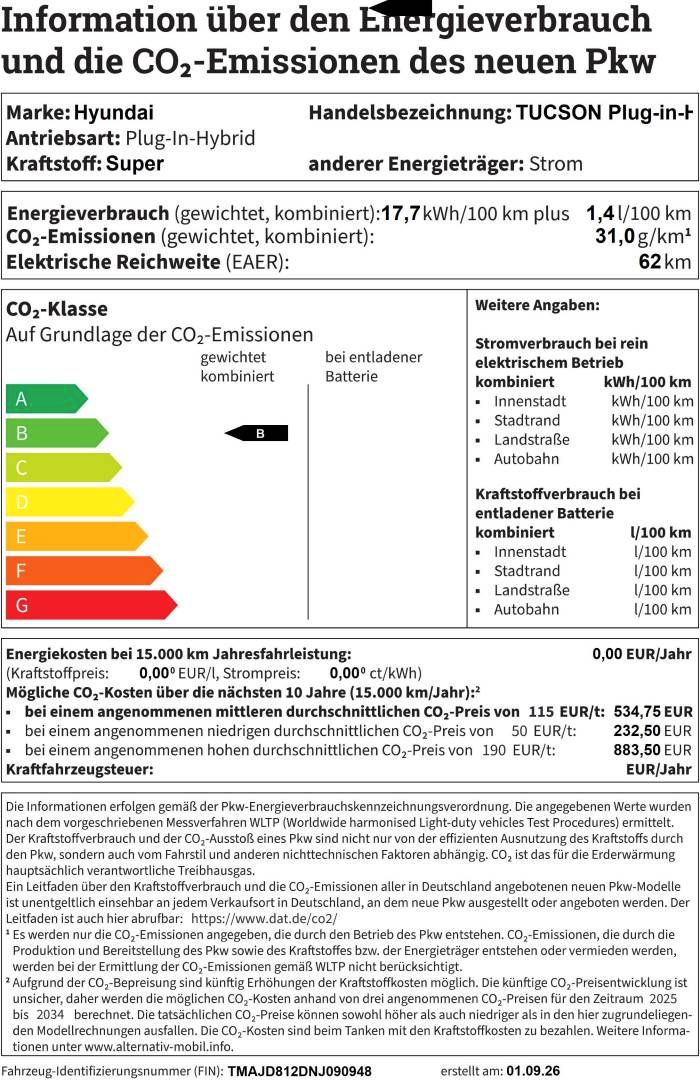 Fahrzeugabbildung Hyundai TUCSON Plug-in-Hybrid TREND-Paket