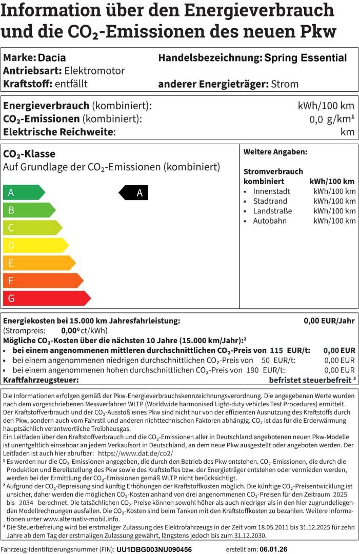 Fahrzeugabbildung Dacia Spring Essential