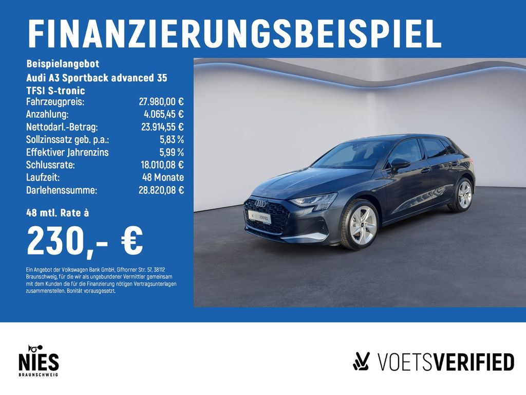 A3 Sportback advanced  35 TFSI S-tronic LED+PDC+