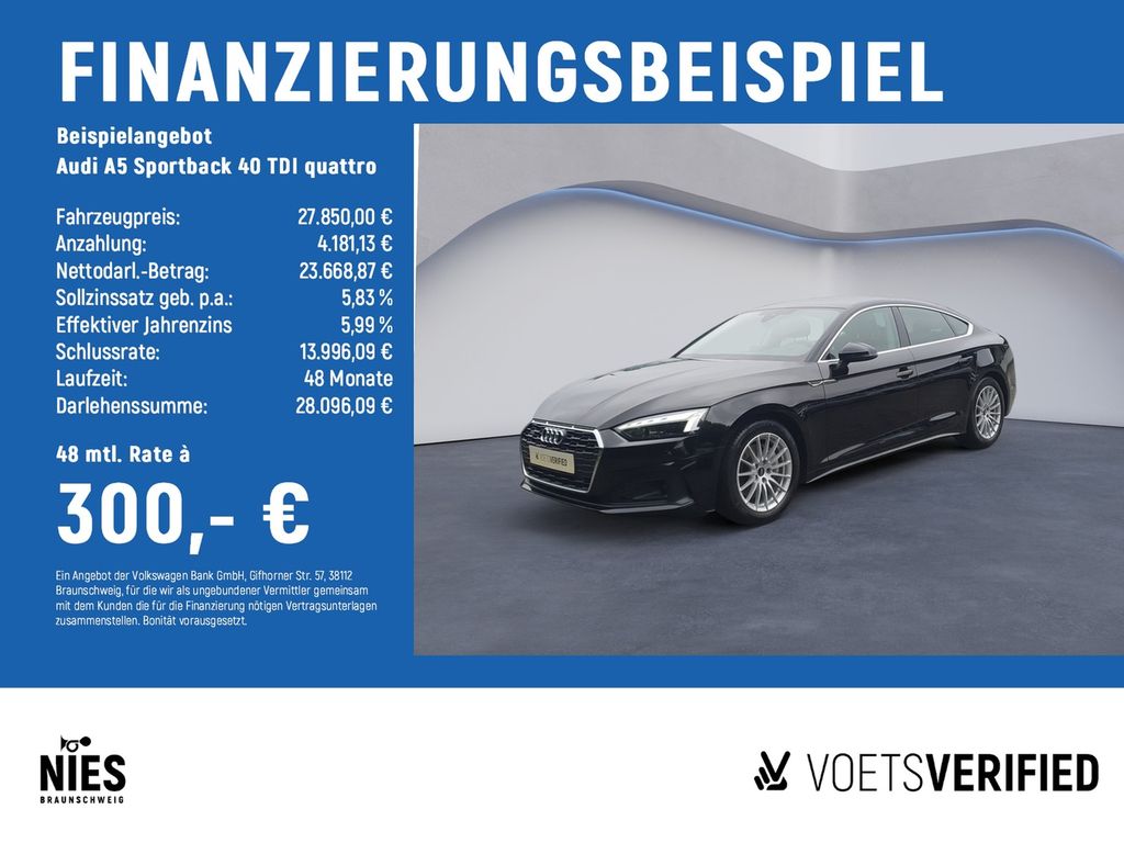 Abbildung Leasingangebot Audi A5 Sportback 40 TDI quattro MATRIX-LED+STANDHZ