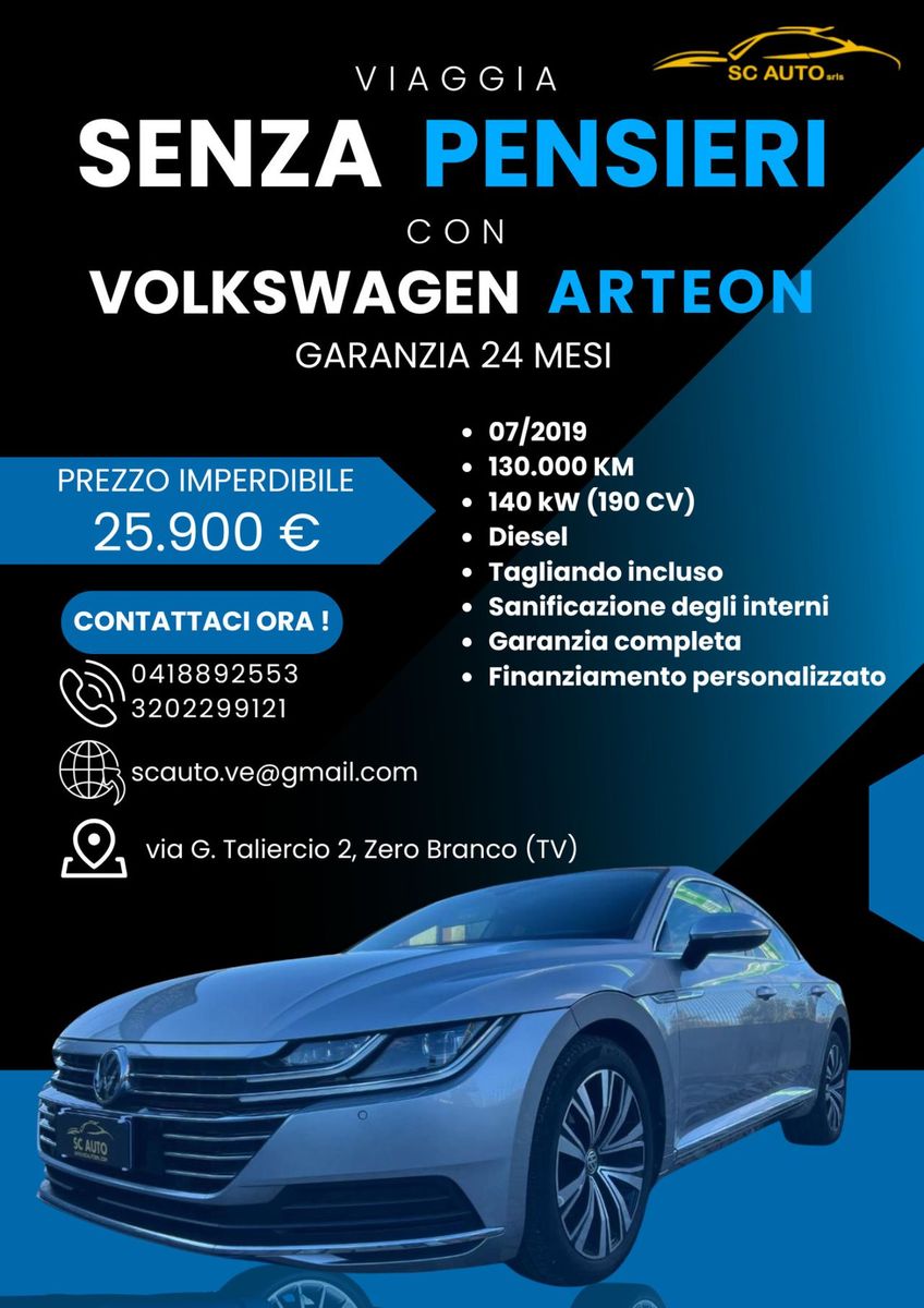 VW Volkswagen Arteon 2.0 tdi Elegance 4motion 190cv