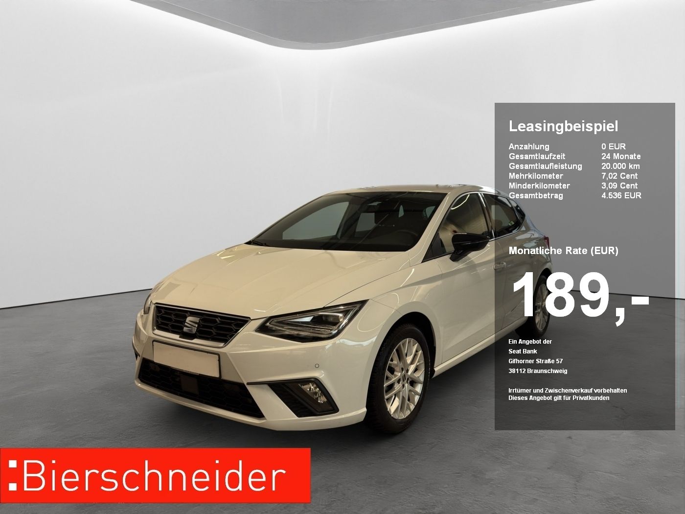Seat Ibiza 1.0 TSI DSG FR ab 149.- EUR mtl. 1000.- An